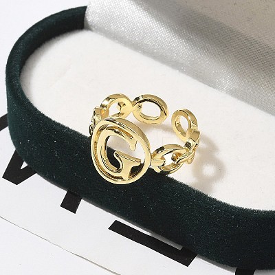 Brass Open Cuff Rings for Women RJEW-K289-01G-G-1