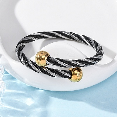 304 Stainless Steel Torque Bangles for Women BJEW-P310-22MC-1