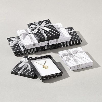 12Pcs 2 Colors Cardboard Paper Jewelry Set Boxes CBOX-FS0001-03-1