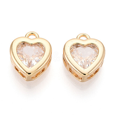 Brass Micro Pave Cubic Zirconia Charms KK-N275-13A-G-1