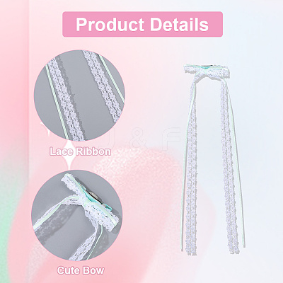 8Pcs 4 Colors Lace Bowknot Polyester Alligator Hair Clips PHAR-CY0001-01-1