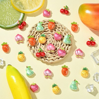 60Pcs 6 Styles Opaque Resin Decoden Cabochons RESI-CJ0004-15-1