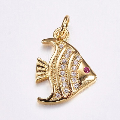 Brass Micro Pave Cubic Zirconia Pendants X-ZIRC-G125-77G-1