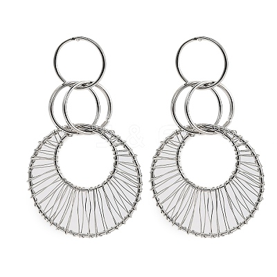 Alloy & Iron Dangle Stud Earrings EJEW-M075-06P-1