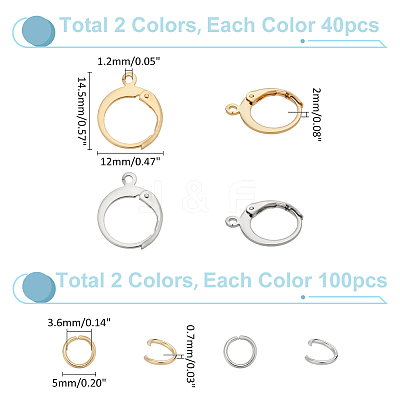 80Pcs 304 Stainless Steel Leverback Earring Findings DIY-ME0001-05-1