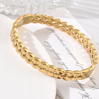 304 Stainless Steel Hinged Cuff Bangles SA-CBAB92B-01G-1