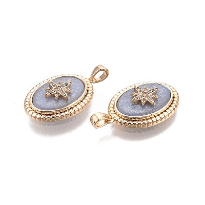 Brass Micro Pave Clear Cubic Zirconia Pendants KK-C005-08G-1