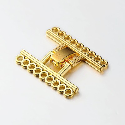 9 Strands Alloy and Brass Fold Over Clasps PALLOY-N0112-04G-1