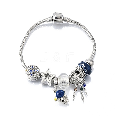 Alloy Enamel European Beads Charm Bracelets BJEW-F495-19P-1
