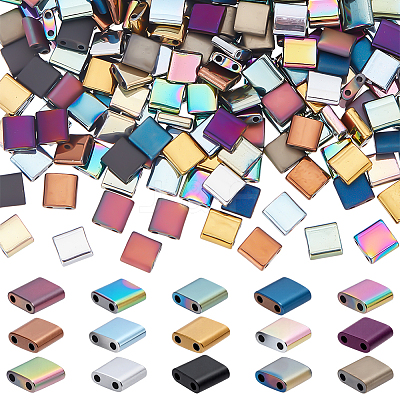 270Pcs 15 Colors Electroplated Frosted Synthetic Non-magnetic Hematite Beads G-UN0001-32-1