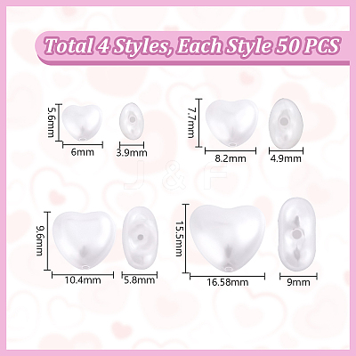 200Pcs 4 styles Resin Imitation Pearl Cabochons FIND-GA0004-74-1