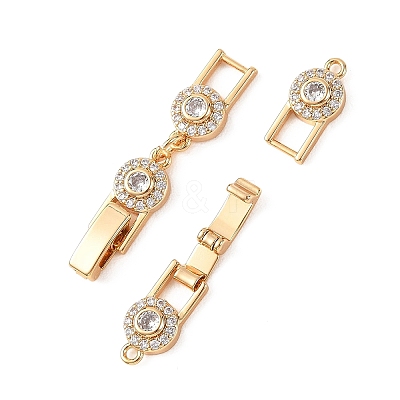 SHEGRACE Brass Micro Pave Clear Cubic Zirconia Fold Oval Clasps XGRQ5S709-845-G-1