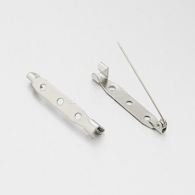 Iron Brooch Pin Back Safety Catch Bar Pins with 3 Holes IFIN-A171-04G-1