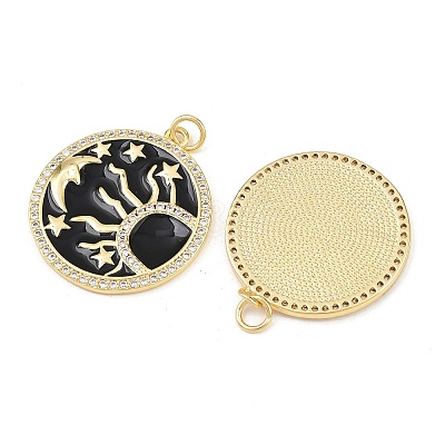 Brass Enamel Cubic Zirconia Pendants KK-L251-23G-02-1