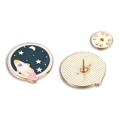 Rocket with Planet Enamel Pin JEWB-N007-225-1
