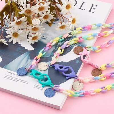 Personalized Acrylic Cable Chain Necklaces NJEW-JN03352-1