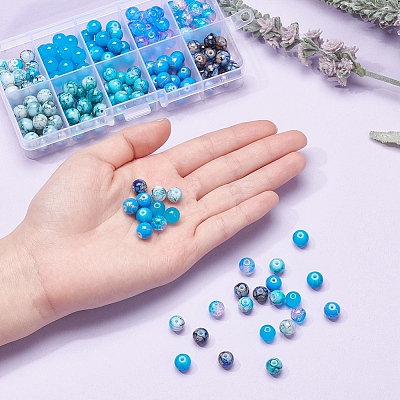 10 Style Spray Painted & Drawbench Transparent & Baking Paint Glass Beads GLAA-YW0001-26B-1