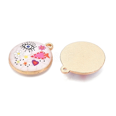 Printed Rack Plating Alloy Enamel Pendants ENAM-T020-02E-1