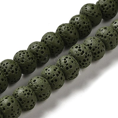 Natural Lava Rock Dyed Beads Strands G-Z036-B01-13-1
