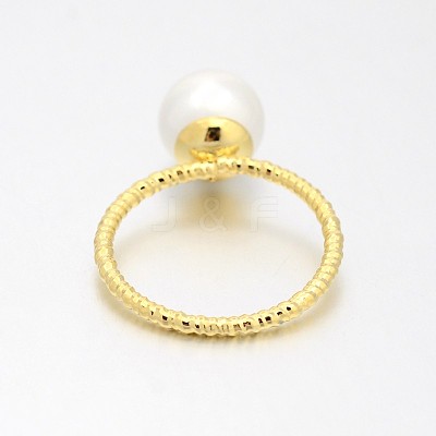 Brass Acrylic Pearl Finger Rings for Wedding Jewelry RJEW-J061-G-1