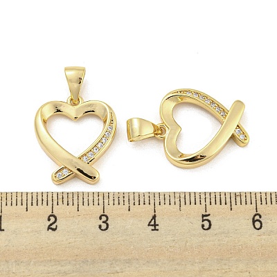 Brass Micro Pave Clear Cubic Zirconia Pendants ZIRC-P113-07F-G-1