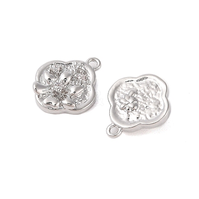 Brass Charms with Clear Glass KK-N254-57P-1
