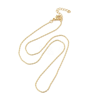 Brass Oval Beaded Chain Necklace NJEW-R260-02G-1