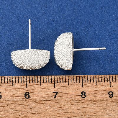 Brass Textured Stud Earrings EJEW-A143-02A-S-1