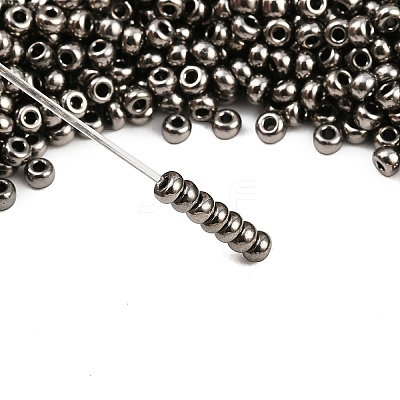Dark Gray 11/0 Grade A Electroplated Glass Seed Beads X-SEED-Q008-F576-1