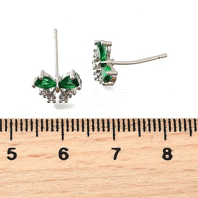 Brass Micro Pave Cubic Zirconia Stud Earrings EJEW-M103-09P-1