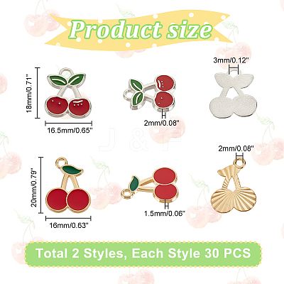 60Pcs 2 Styles Alloy Enamel Pendants ENAM-HY0001-28-1