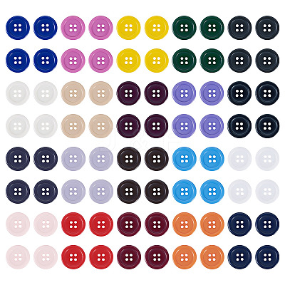 120Pcs 20 Colors 4-Hole Resin Buttons BUTT-TA0001-29B-1