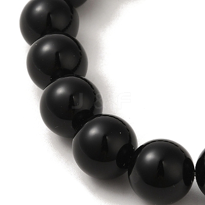 Natural Pearl & Obsidian & Brass Round Stretch Bracelets BJEW-C051-24-1