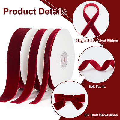 3 Rolls 3 Styles Single Face Velvet Ribbon OCOR-PH0002-87B-1