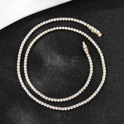 925 Sterling Silver Pave Crystal Cubic Zirconia Tennis Necklaces for Women NJEW-C096-01A-G02-1