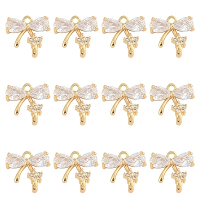 10Pcs Brass Micro Pave Cubic Zirconia Pendants KK-YW0003-15-1