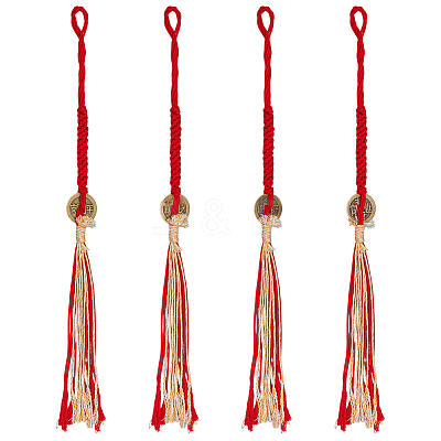 4Pcs 4 Styles Macrame Cotton Cord Hanging Ornaments HJEW-OC00276-1