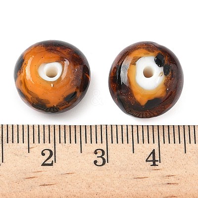 Handmade Gold Sand Lampwork Beads Strands LAMP-Q045-08A-04-1