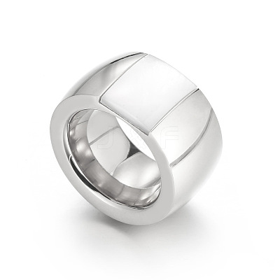 304 Stainless Steel & Glass & Shell Finger Rings FS-WGBA2F3-44-1