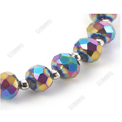 Electroplate Glass Beads Stretch Bracelets for Women Men. Rondelle BJEW-PH01898-1