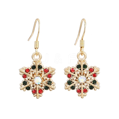 Christmas Theme Alloy Rhinestone Dangle Earrings EJEW-JE06627-02-1