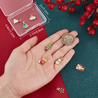 8Pcs 8 Styles Christmas Themed Real 18K Gold Plated Brass Enamel Charms KK-BBC0014-99-1