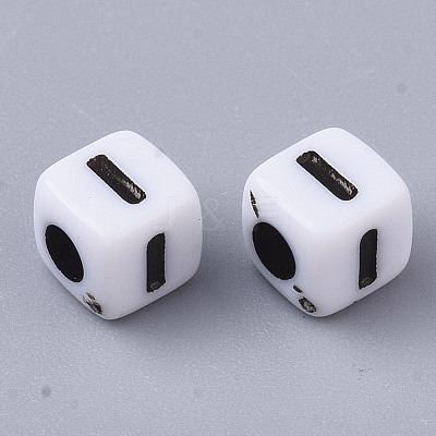 White Opaque Acrylic Beads X-MACR-R869-02I-1
