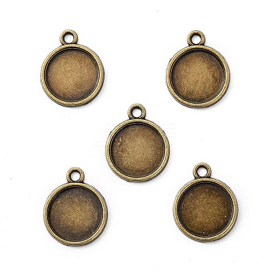Flat Round Alloy Pendant Cabochon Settings X-PALLOY-N0088-38AB-NF-1