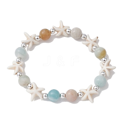Natural & Synthetic Mixed Gemstone Beaded Stretch Bracelet BJEW-JB09516-02-1