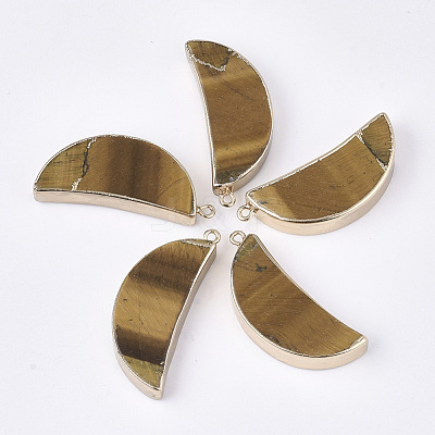 Electroplate Natural Tiger Eye Pendants G-S344-88F-1