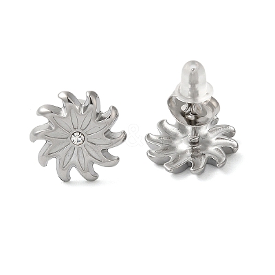Non-Tarnish 304 Stainless Steel Embossing Stud Earrings EJEW-U001-06P-02-1