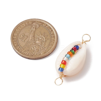 Natural Shell Connector Charms PALLOY-JF02694-1