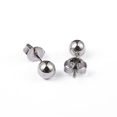 Tarnish Resistant 304 Stainless Steel Ball Stud Earrings EJEW-2224-5mm-P-1