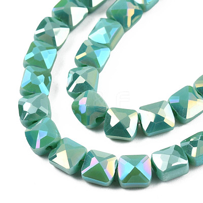Electroplate Opaque Solid Color Glass Beads Strands EGLA-N002-43-05-1